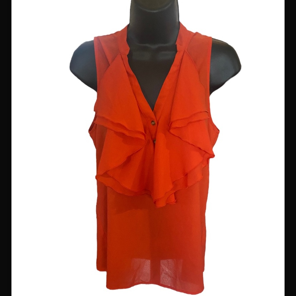 Orange ruffle tank top blouse